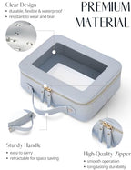 Clear Large Makeup Bag Mahjong Tile Bag Zipper & Handle Light Blue (Light Blue / Large Luxe)