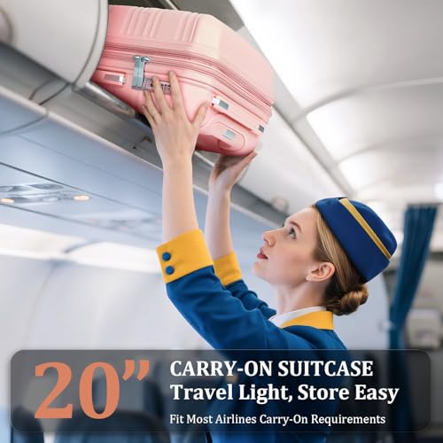 Luggage Sets 6 Piece Expandable Suitcase (Pink / 6 Piece Set (14in/20in/24in/28in/DB/TB))