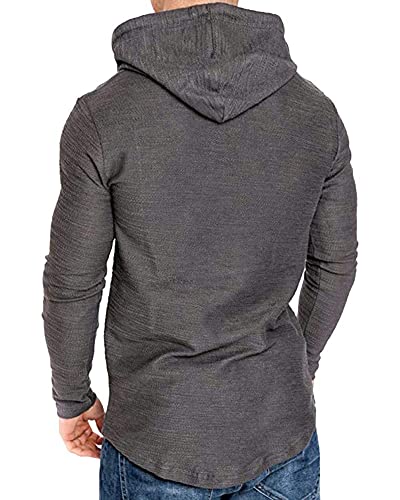 Mens Fashion Athletic Hoodies Sport Sweatshirt Solid Color Fleece Pullover Dark Grey M (Medium / Grey)