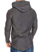 Mens Fashion Athletic Hoodies Sport Sweatshirt Solid Color Fleece Pullover Dark Grey L (Large / Grey)