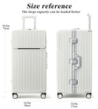 Super Large Aluminum Frame Zipperless Checked Luggage Front Pocket (B4-Ivory White / 30in)