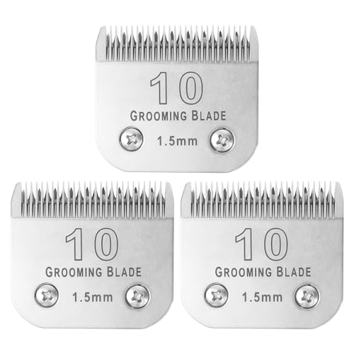 3 Pcs Size 10# Detachable Dog Grooming Blades (10# 1.5mm, 3Pcs)