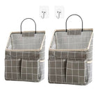 2pcs Wall Hanging Storage Bag (2pcs Grey Grid)