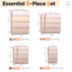 6/9/11 Set Compression Packing Cubes for Travel Essentials,Compressible Expandable Large Luggage Suitcase Organizer Bags for Clothing,Space Saver Bags with Over 1000 pcs of Mesh Holes(Beige) (Beige / 6 set)