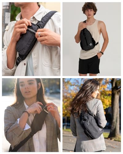 Crossbody Sling Backpack Sling Bag Travel Hiking Chest Bag Daypack (Black / Small)