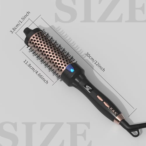 1 1 2" Ceramic Ionic Heated Round Brush for Blowout Look & Volume Curls (Black / 1.5 Inch)