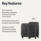 3 Piece Hardshell Luggage Set (Black / 3-Piece Set)