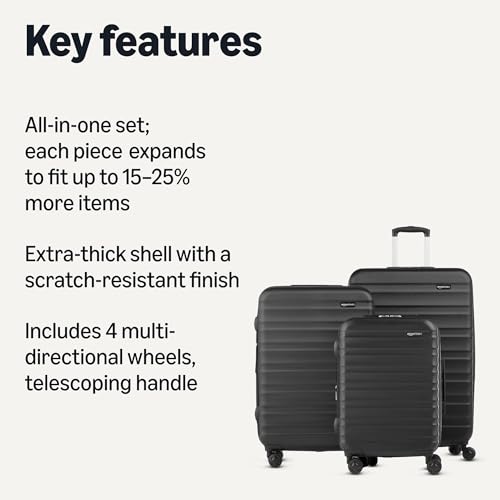 3 Piece Hardshell Luggage Set (Black / 3-Piece Set)