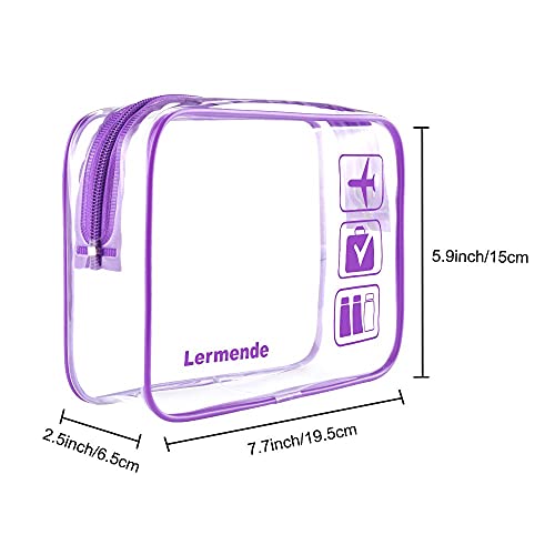 Clear Toiletry Bag TSA Approved Quart Size Travel Carry On (Purple / 3 Pack)