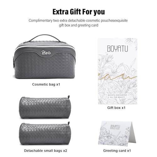 Travel Makeup Bag Cosmetic Bags for Women (L07Grey)