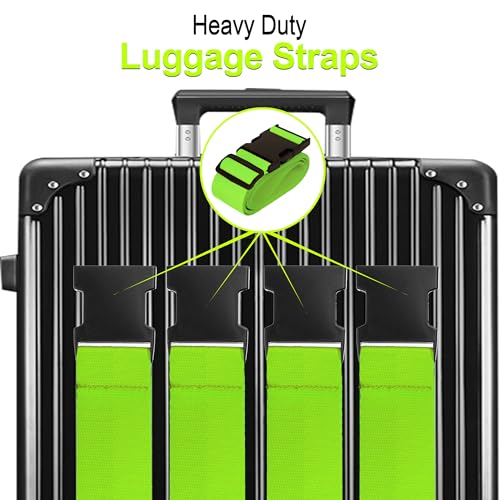 Luggage Straps for Suitcases TSA Approved Travel Essentials 4 Pack (Green)
