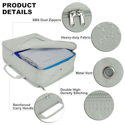 Compression Packing Cubes for Travel Packing Suitcase Organizer Bags (Grey / Extra Large)