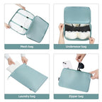 10 Set Packing Cubes Various Sizes Packing Organizer for Travel Accessories Luggage Carry On Suitcase (10-Dusty Blue / 10 Set-full Mesh)