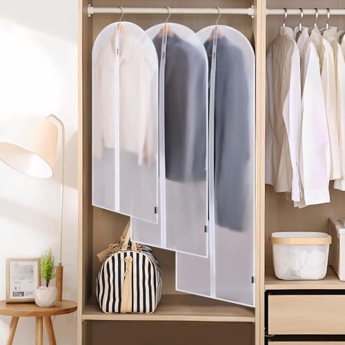 6PK Garment Bags for Hanging Clothes (60" 6PK / White-Translucent)