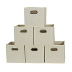 Fabric Storage Bins 6 Piece Set (Cream / 11” L x 11” W x 11” H)