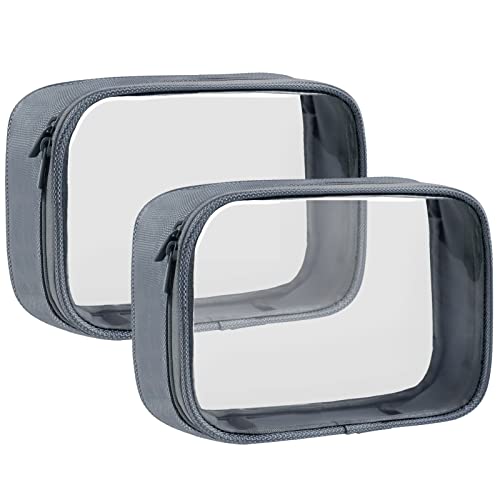 TSA Approved Toiletry Bag Clear Quart Size Travel Bags Makeup Bag (Grey / 2 Pack)