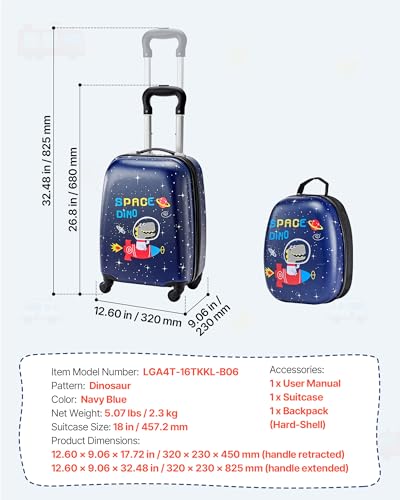 Kids Luggage Set (18 Inches 2-Piece Set / Dinosaur)
