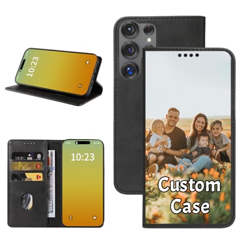 Custom Wallet Phone Case for Samsung Galaxy S25 Ultra with Photo (Galaxy S25 Ultra / Black-A)