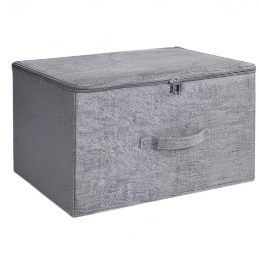 Fabric Storage Bins with Zipper Lids (Gray / Large (Pack of 3))