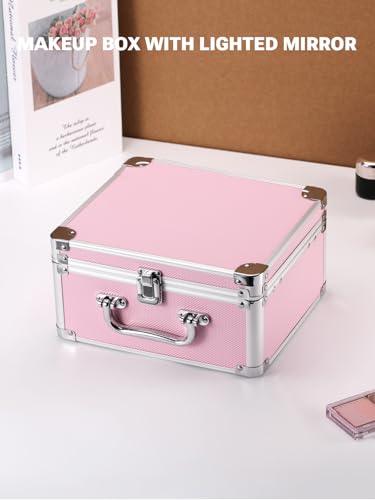 Makeup Box with Detachable Magnetic LED Mirror (Icy Pink / Small)