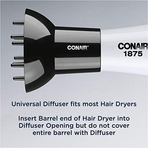 Conair Diffuser Attachment for Hair Dryer,Volumizing Universal Blow Dryer Diffuser for Frizz-Free Curls,Fits Dryers from 1.75-Inch to 2.3-Inch Nozzle Sizes,Black,(Pack of 4)
