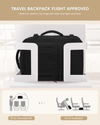 Travel Backpack for Women & Men (Black-white-brown / 18 Inch - 4 Pcs)
