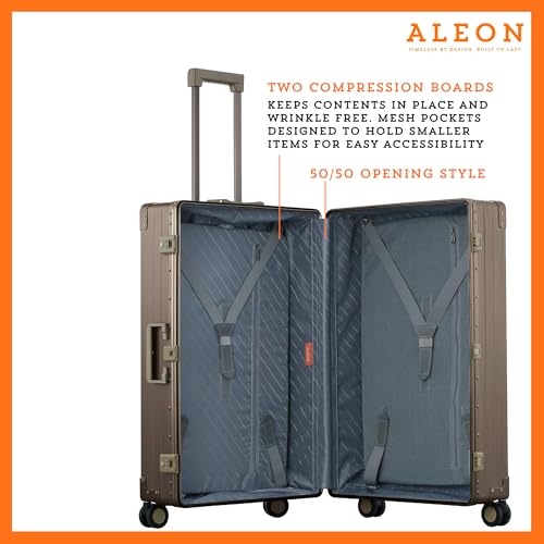 30" All Aluminum Checked Spinner Luggage (30 Inches / Bronze)