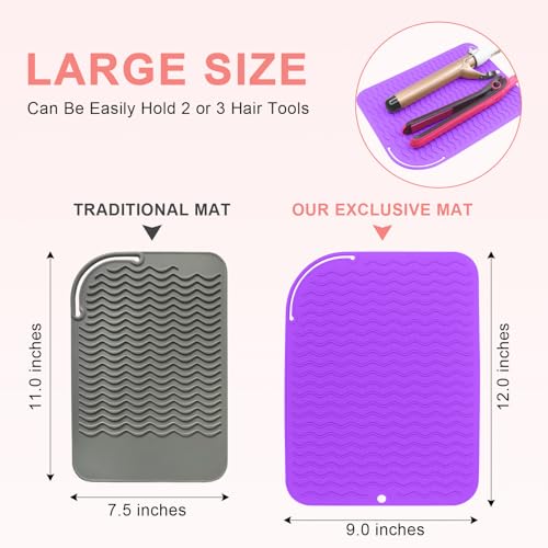 Plus Size Silicone Heat Resistant Mat for Hair Tools (Purple)
