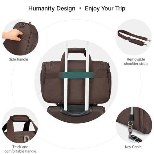 Small Underseat Carry On Luggage Bags for Travel with 10 Pockets (Coffee / Underseat Carry-On)