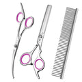 Professional 4 in 1 Dog Grooming Scissors Set with Safety Round Tips (Pink 4 in 1)