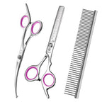 Professional 4 in 1 Dog Grooming Scissors Set with Safety Round Tips (Pink 4 in 1)