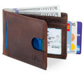 RFID Blocking Slim Bifold Genuine Leather Thin Minimalist Front Pocket Wallets for Men Billfold Wallet Men Gift (A. Texas Brown 2.0)
