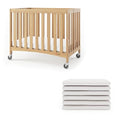 Travel Sleeper Wood Compact Folding Crib and Mattress Bundle (Compact)