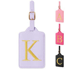 Personalized Initial Luggage Tags for Suitcase (Purple Leather,glod Letter / K)