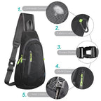 Small Sling Bag Lightweight Crossbody Bag for Women Men Hiking Backpack Travel Shoulder Bag Chest Daypack for Gym Work Outdoor Sports Black (Black)