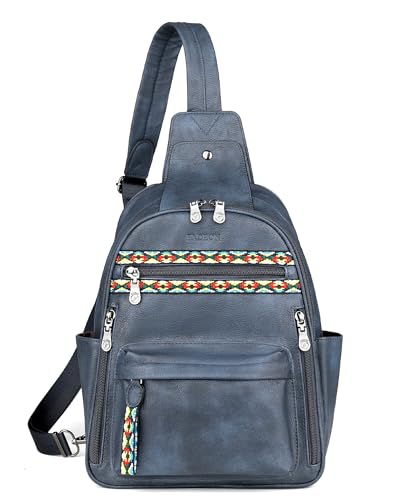 Large Sling Bag for Women (Dark Blue Retro Style)