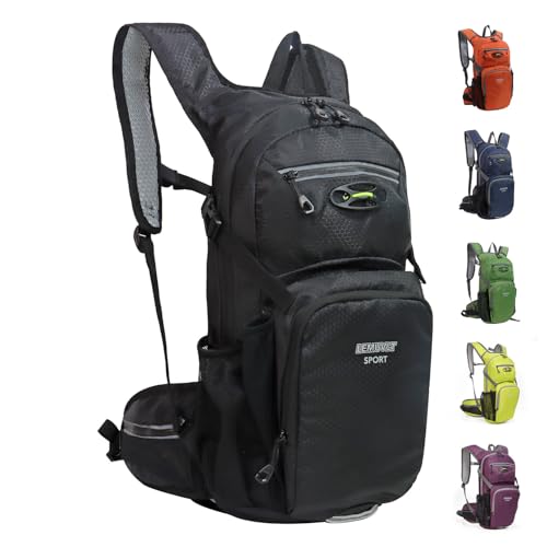 Hiking Daypack 15L Waterproof Lightweight Backpack (Black)