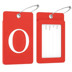 2 Pack Initial Luggage Tags for Suitcases Airplane Travel Essentials (Large O / Red)