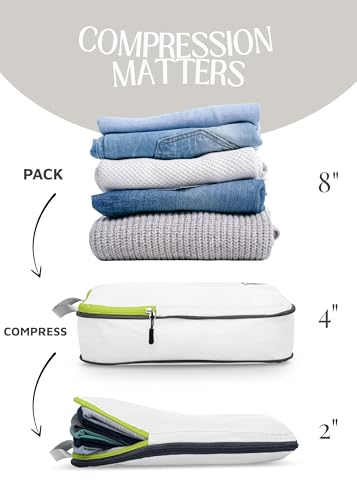 Compression Packing Cubes for Carry (2 Piece / White/Green)