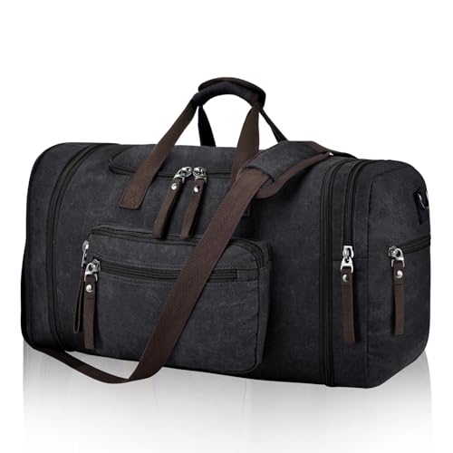 40L Canvas Duffle Bag for Men (Black / 40L)
