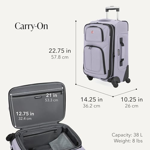 Sion Softside Expandable Spinner Luggage Durable Lightweight Travel Suitcase (2-Piece Set (Carry-On/Large) / Evening Haze)