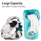 Backpack Laundry Bag with Straps and Detergent Holder (Green)