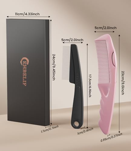Dandruff Comb Removal 2PC Hollow Fine Tooth Scalp Detox Hair Care Tool Pink (Pink)