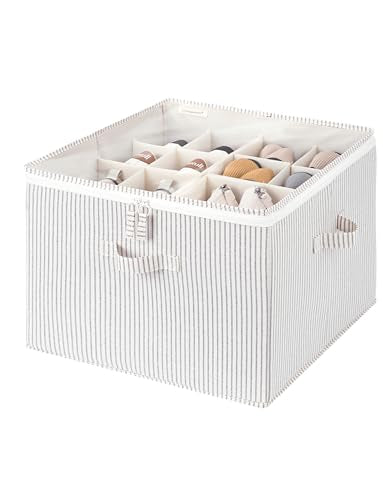 16 Pair Closet Shoe Storage Organizer (Gray and White Stripes / Medium)