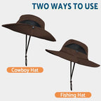 Sun Hats for Men Women Wide Brim Bucket Hat Brown (Brown (With Mesh))