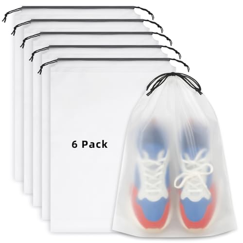 Clear Shoe Bags for Travel (Clear 6pcs)