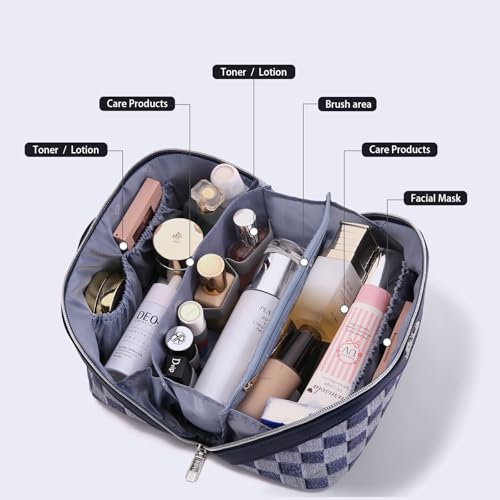 Travel Makeup Bag Cosmetic Bags for Women (D-5-Deep Blue)
