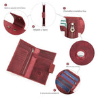 Full Grain Leather RFID Blocking Family Passport Holder for 4 Passport Wallet Compatible with Airtag Travel Passport Cover with 4 Passport Slot (Wine Red)