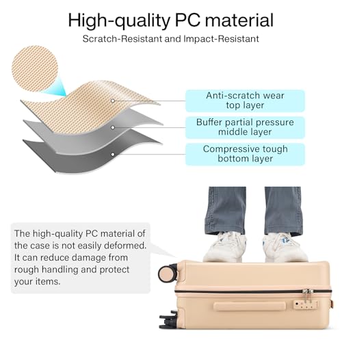 Hard Shell Luggage Sets 3 Pieces (Cuba Sand / 20+24+28 Inch)