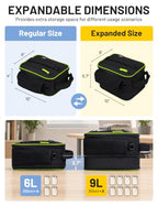 Expandable Small Lunch Box for Men Women Kids Work School (Black/Green)